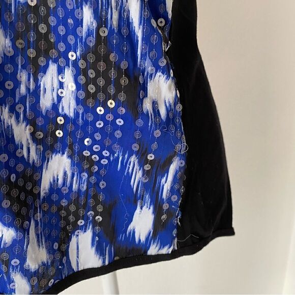 Vince Camuto Black Blue Sequin Tank SZ M - Picture 8 of 13